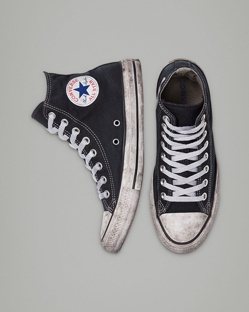 Zapatillas Altas Converse Chuck Taylor All Star Canvas Smoke Mujer Negras Blancas | PE W0P742